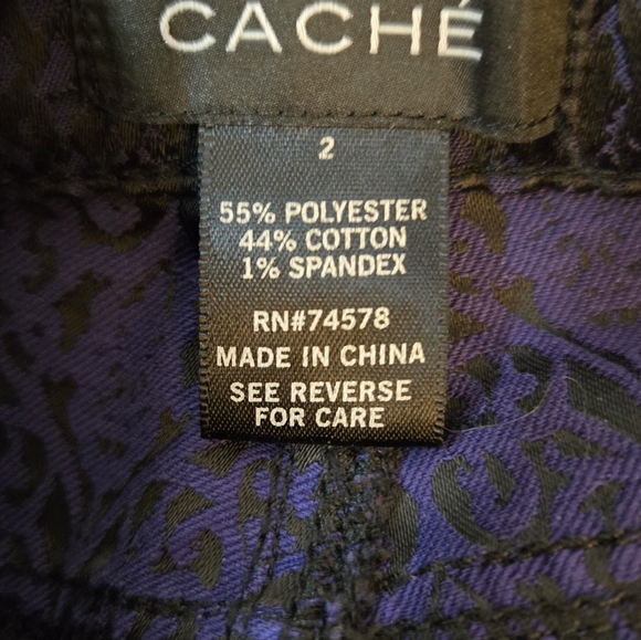 Cache Women's Low Rise Skinny Leg Pants Blue/Black Floral Jacquard Design Size 2 - Picture 6 of 11